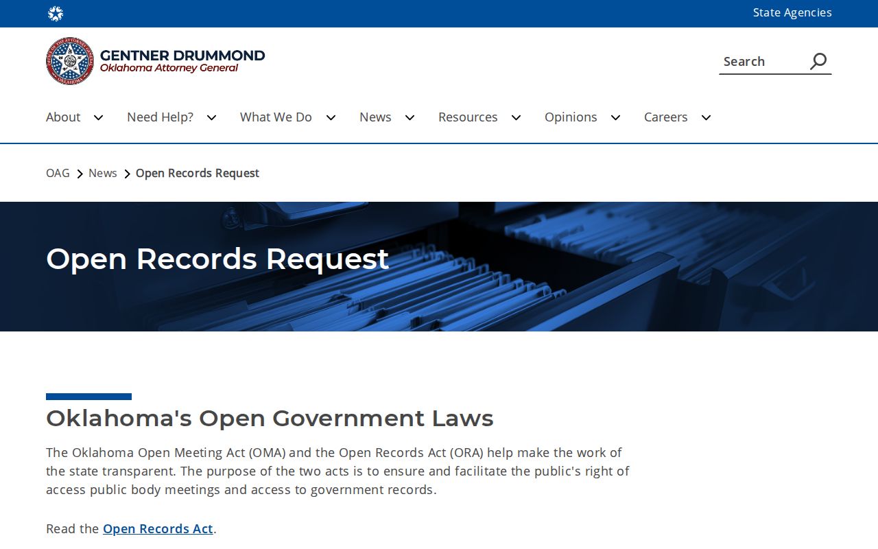 Oklahoma open-records guidance for Pottawatomie County booking record requests